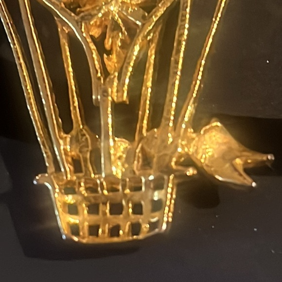 Vintage hot air balloon brooch pin aurora borealis crystals gold - Picture 10 of 10